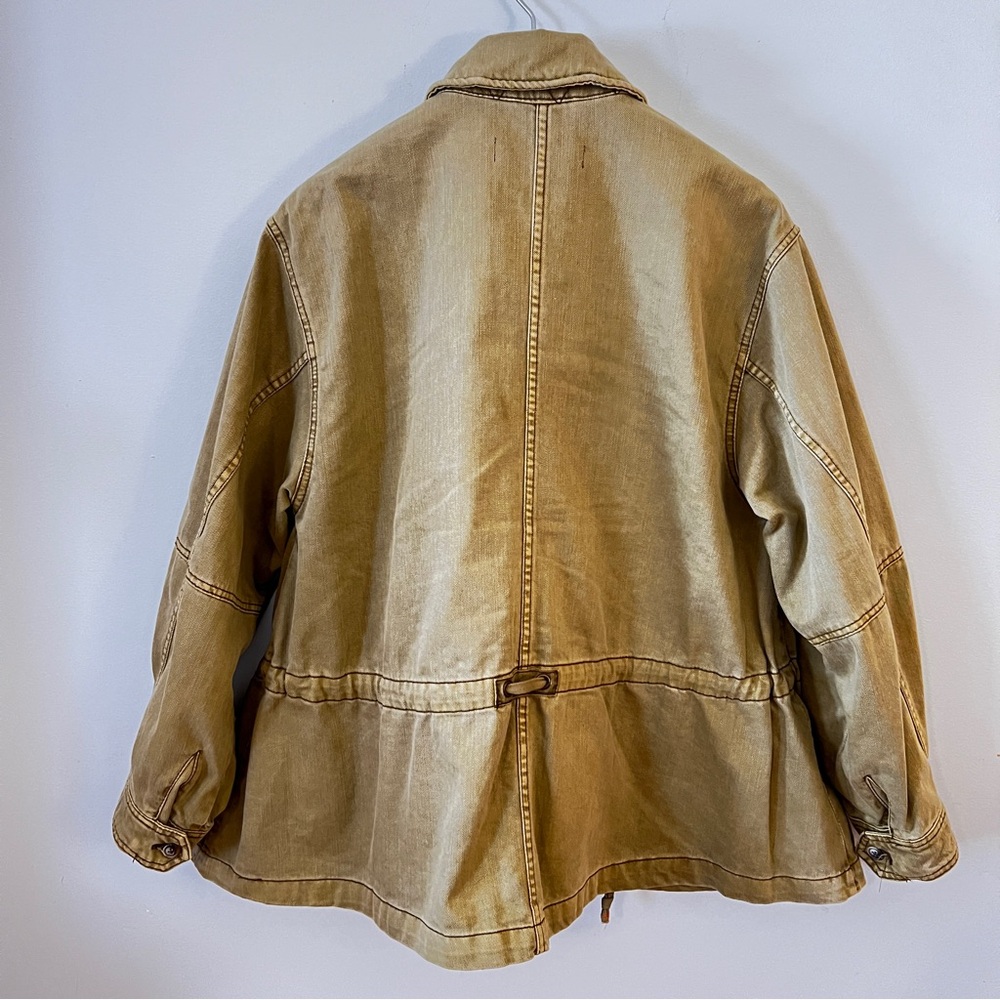 Free People Tan/Greenish Hue Jean Military Jacket with Relaxed Fit Oversized Fit - Picture 7 of 13